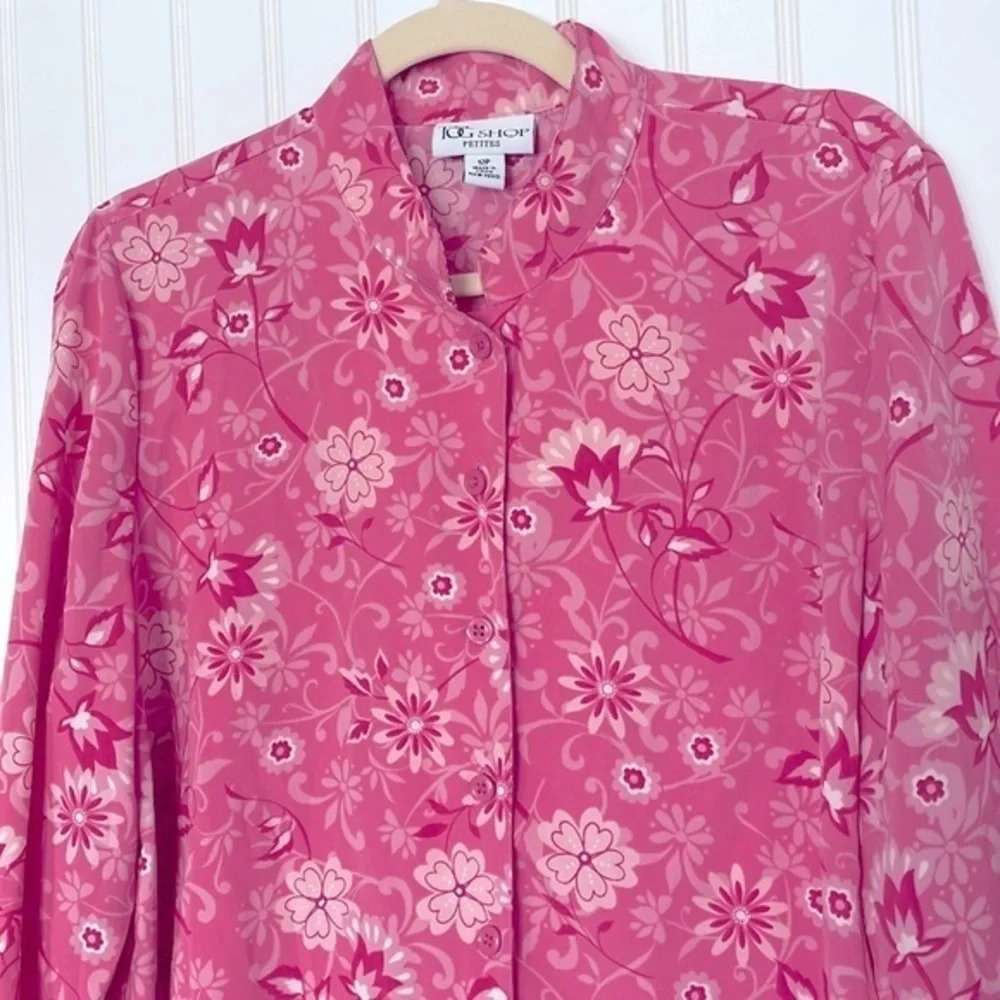New TOG Shop Petites Pink Button Down Top Size 12 P - Picture 3 of 10